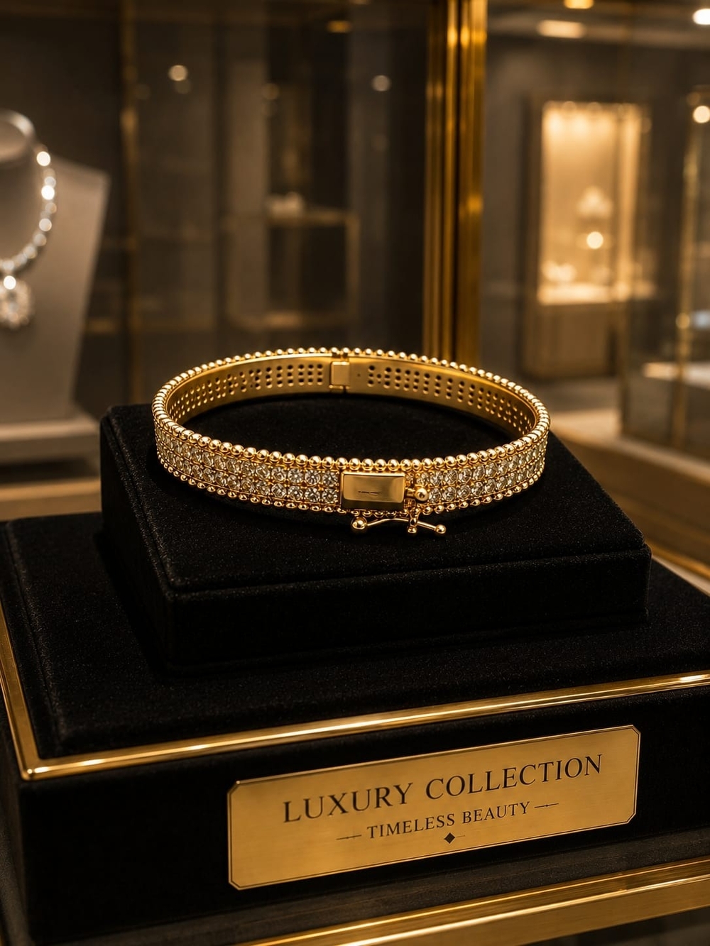 Elegant Gold Crystal Pavé Bangle Bracelet - Picture 3 of 4